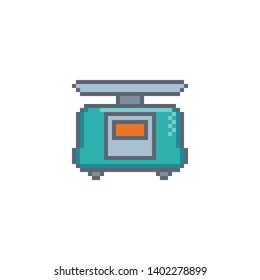 Pixel art scale icon. Kitchen utensils vector sign for web, mobile design and 8 bit games.