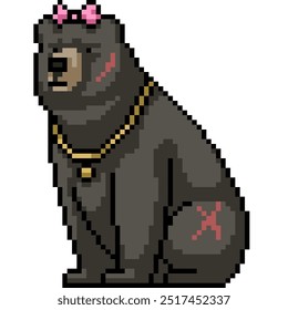 Pixel arte de miedo negro oso aislado de fondo