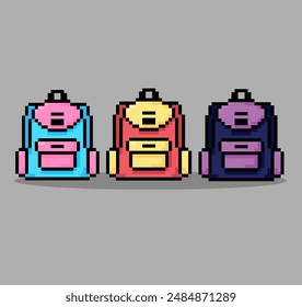 pixel art school bag vector game 8 bit lamp icon logo.