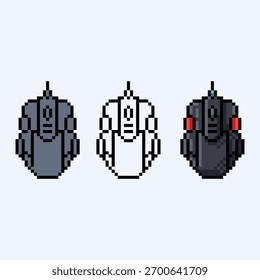 Pixel Art Sci Fi Spaceship Sprite Definir Ícones De Veículo De Drone. Perfeito para uso como um recurso de jogo, inimigo ou jogador sprite, ou ícone em um espaço, scifi, ou tecnologia temático jogo de vídeo