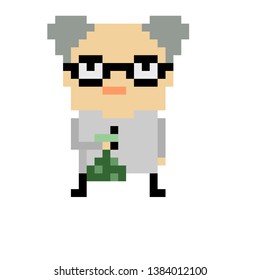 Pixel Art Scientist Version Cartoon
