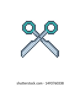 Pixel art scissors icon.
Vector design for web design, mobile app, stickers and games.
