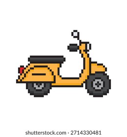 Pixel Art Scooter 8-Bit-Vektorsymbol für Computerspiel-Logo	
