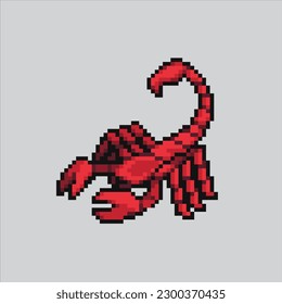 cuadro de píxeles Escorpión. Diseño pixelado de insecto escorpión para logotipo, web,
aplicación móvil, insignias y parches. Sprite de videojuegos. 8 bits. Ilustración vectorial aislada.