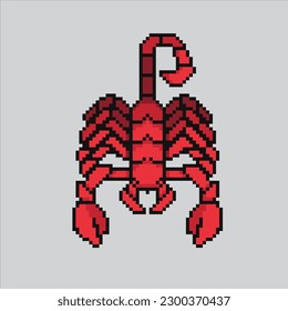 cuadro de píxeles Escorpión. Diseño pixelado de insecto escorpión para logotipo, web,
aplicación móvil, insignias y parches. Sprite de videojuegos. 8 bits. Ilustración vectorial aislada.