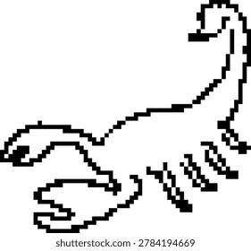 pixel art scorpion in retro 8-bit style, isolated on transparent background.