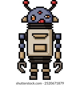 Pixel arte de chatarra de hierro robot aislado de fondo