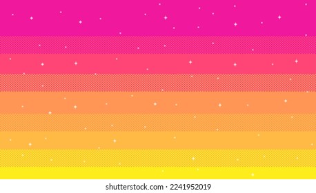 Pixel art seamless background. Night sky or space in 8-bit style. Vector illustration EPS 10.