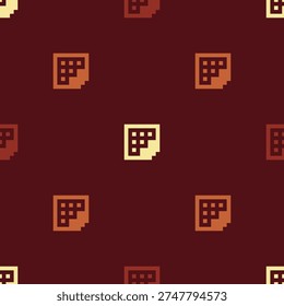 Pixel Art Seamless Pattern with Sticky Note Office Element Illustration