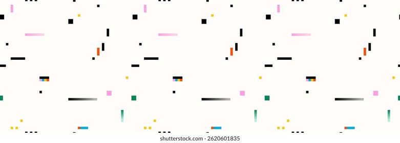 Nahtloses Muster mit Pixelgrafik. Trendy helle bunte pixelierte Hintergrund. Vektorabdeckung, Papier, Textil.
