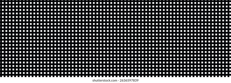 Pixel art seamless pattern. White square on black bg. Simple retro small dash texture for wrapping, cover, fabric. Vector illustration