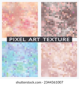 Pixel art seamless patterns. Mosaic texture for design. Vector set