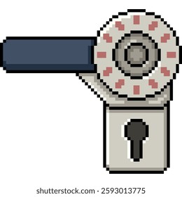 pixel art of security key lock isolated background