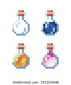 Pixelkunstsatz aus einer Flasche Wasser und Honig. Einzige Vektordatei.