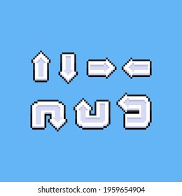 Pixel art set of cartoon arrow icons