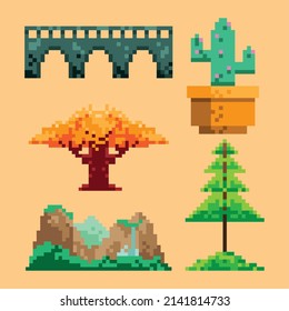 pixel art set five icons