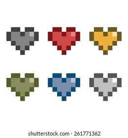 Pixel art set hearts