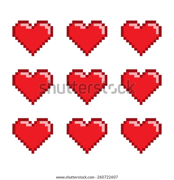 Pixel Art Set Hearts Stock Vector (Royalty Free) 260722607 | Shutterstock