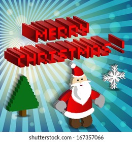 Pixel art set of icons with Santa. Vector illustration