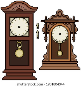 conjunto de imágenes de píxeles reloj antiguo aislado