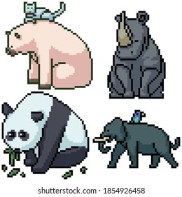 pixel art set isolated big mammal