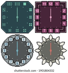 pixel art set isolated clock design