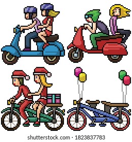 Pixelkunstsatz einzeln auf Pärchenbike