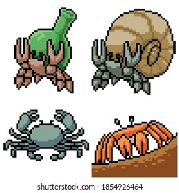 Pixelkunstsatz einzeln auf Krebse