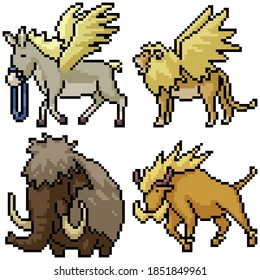 Pixelkunstsatz einzeln auf Fantasy-Tier