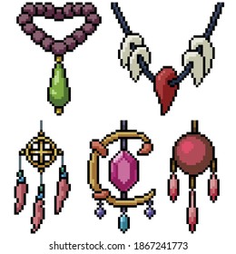 conjunto de imágenes de píxeles collar de fortuna aislado