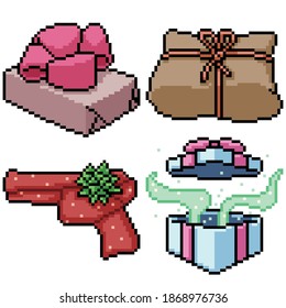 conjunto de imágenes de píxeles regalo aislado