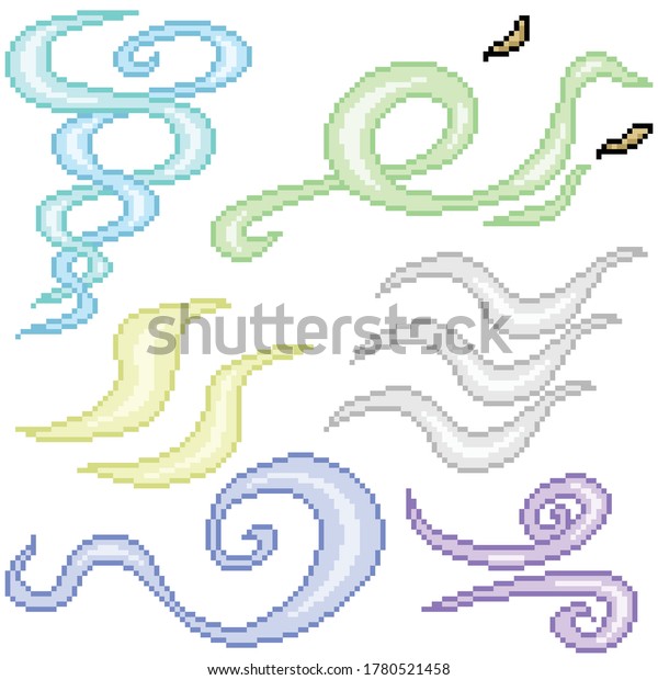 Pixel Art Set Isolated Gust Wind Stock Vector Royalty Free 1780521458 