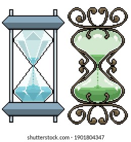 pixel art set isolated hourglass design