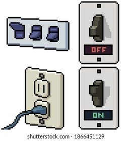 pixel art set isolated house electricity