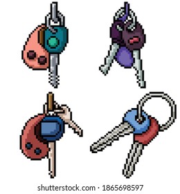 pixel art set isolated key ring