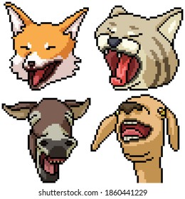 pixel art set isolated laughing