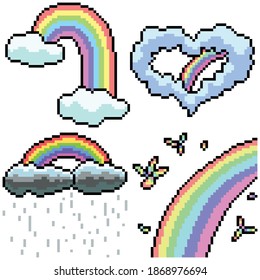 ajuste de imagen de píxeles efecto de arco iris aislado