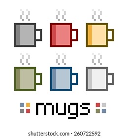Pixel art set mugs