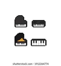 Pixel art set of piano icon design.