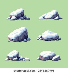 Pixel art set of rocks