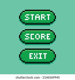 Pixel art set of video game buttons.