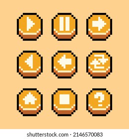 Pixel art set of video game buttons.