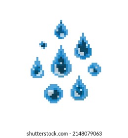Pixel art set of water drop.