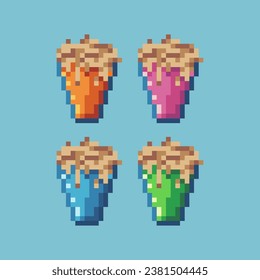 Pixel art sets of alcohol drink with variation color item asset. Simple bits of wine pixelated style. 8bits perfect for game asset or design asset element for your game design asset.