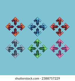  Pixel art sets of arrow full screen with variation color item asset. Full screen on pixelated style. 8bits perfect for game asset or design asset element for your game design asset