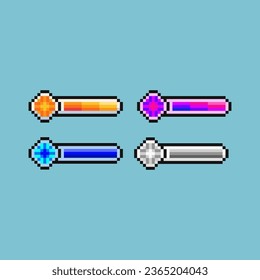 Juegos de arte de píxeles de barras de elementos solares saquear con variación color activo simple bits de barra de luz en estilo pixelado 8bits perfecto para activos de juego o elemento de activos de diseño para su activo de diseño de juegos