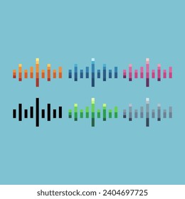 Pixel art sets of beat music icon with variation color item asset. beat music icon on pixelated style. 8bits perfect for game asset or design asset element for your game design asset