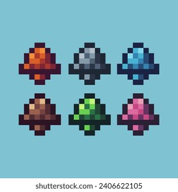 Pixel art sets of bell icon with variation color item asset. bell icon on pixelated style. 8bits perfect for game asset or design asset element for your game design asset