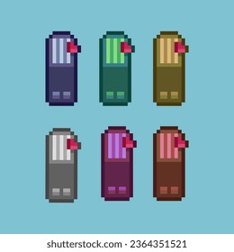 Pixel art sets of book top down with variation color item asset. simple bits of top down book on pixelated style 8bits perfect for game asset or design asset element for your game design asset