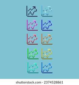 Pixelkunstsätze mit Geschäftsdiagramm mit Farbelement-Variation. Einfache Gewinne im verpixelten Stil. 8bits perfekt für das Spiel-Objekt oder Design-Objekt für Ihr Spieldesign-Objekt.